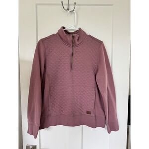 LLBean Quilted Quarter Zip Sweatshirt Pullover Dusty Rose Womens Size M